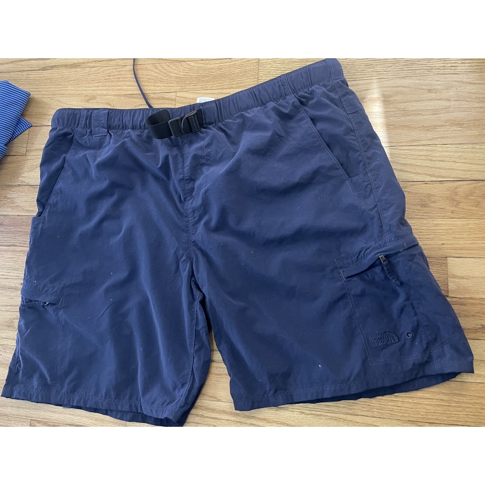 The North Face Cargo Hiking Shorts Men's XL Navy Belted Outdoor Trail Nylon